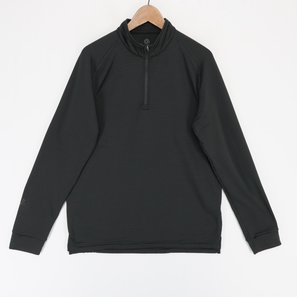 Swannies Lukas Quarter Zip Mens L Black Waffle Fleece Golf Pullover Stretch